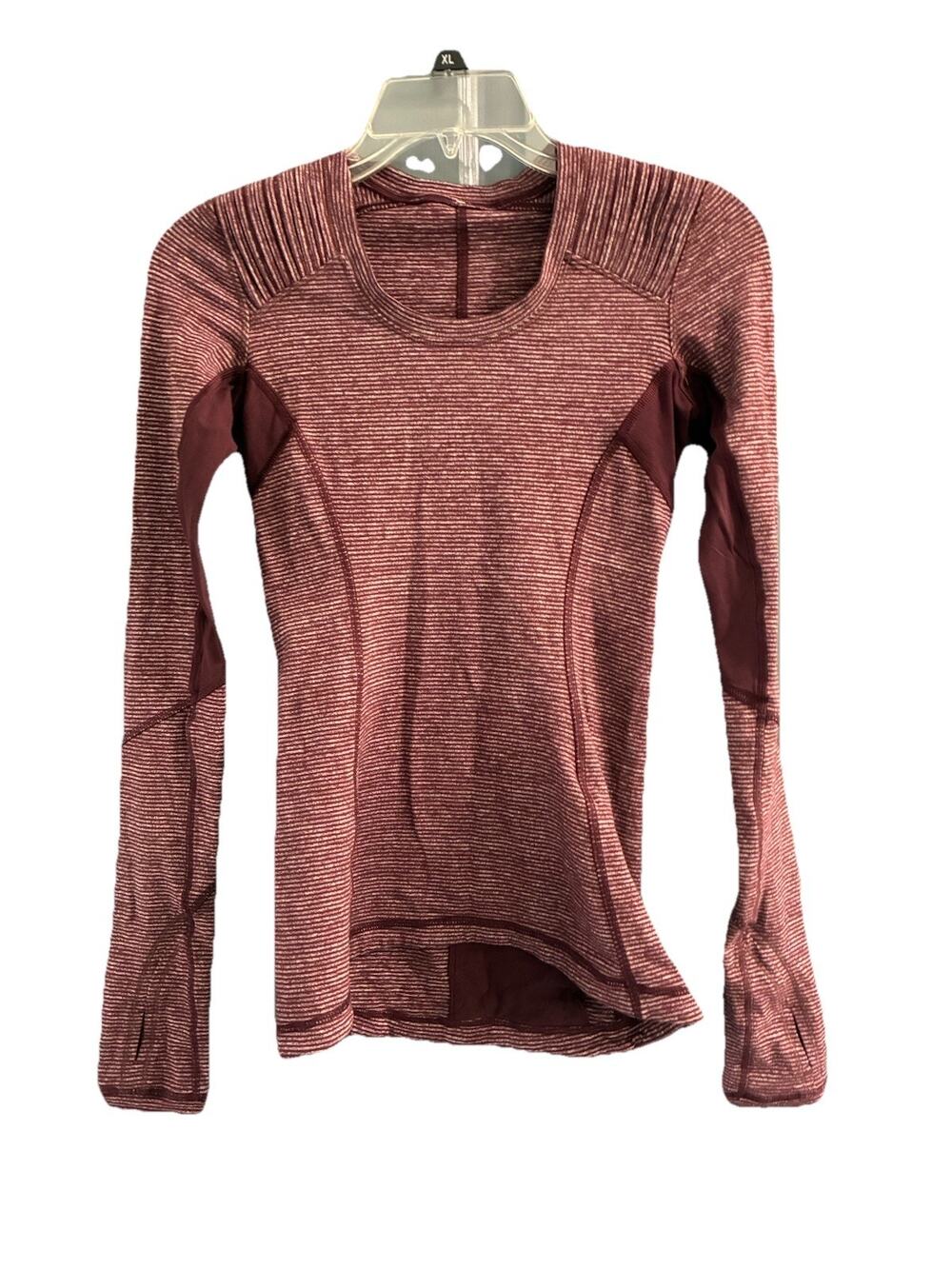 Lululemon Star Runner Long Sleeve Top Tee Bordeaux Drama Tonka Striped Size 2